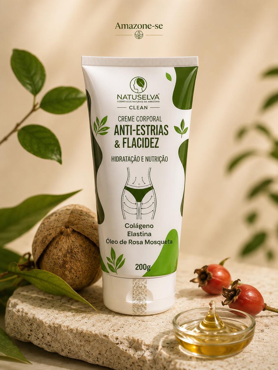 Creme Corporal Anti-estrias e Flacidez Amazone-se – Colágeno, Elasticidade e Firmeza com Ativos Amazônicos 250g