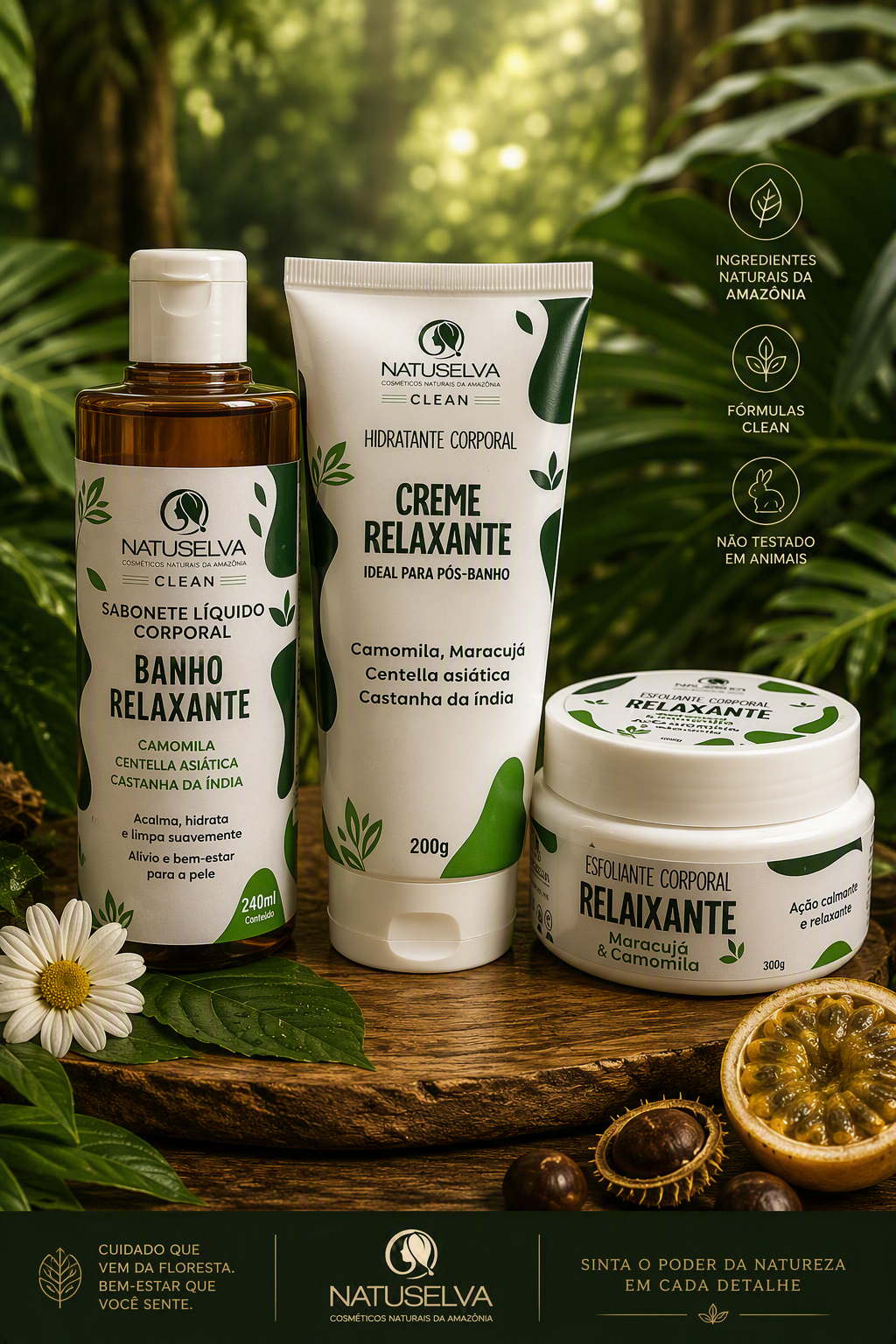 Kit Relaxamento Amazone-se | Sabonete + Esfoliante + Hidratante