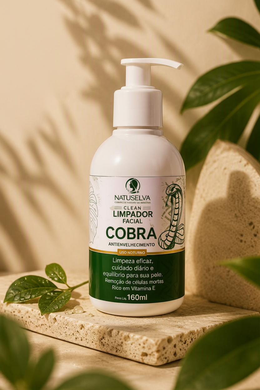 Limpador Facial Pele de Cobra Amazone-se – Limpeza Profunda, Equilíbrio de pH e Preparo para Skincare 160ml