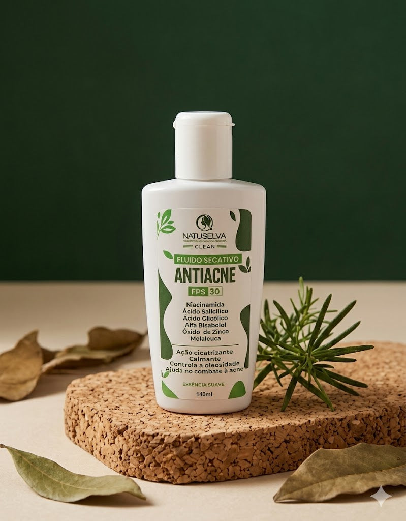Fluido Secativo Antiacne FPS 30 Amazone-se – Controle de Oleosidade, Tratamento da Acne e Proteção Solar 140ml