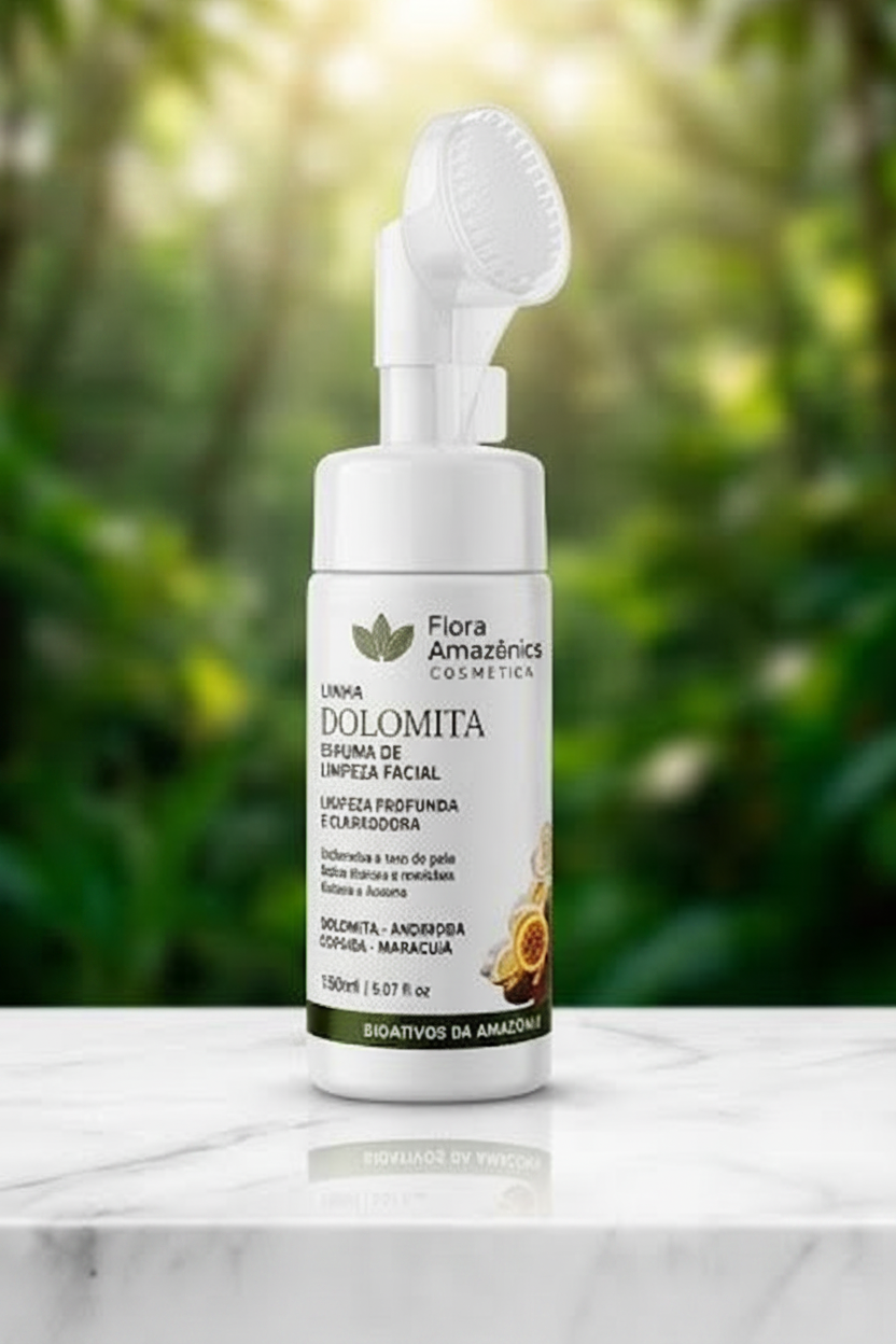 Espuma de Limpeza Facial Dolomita e Melaleuca Amazone-se – Controle de Oleosidade, Antibacteriana e Pele Equilibrada 150ml