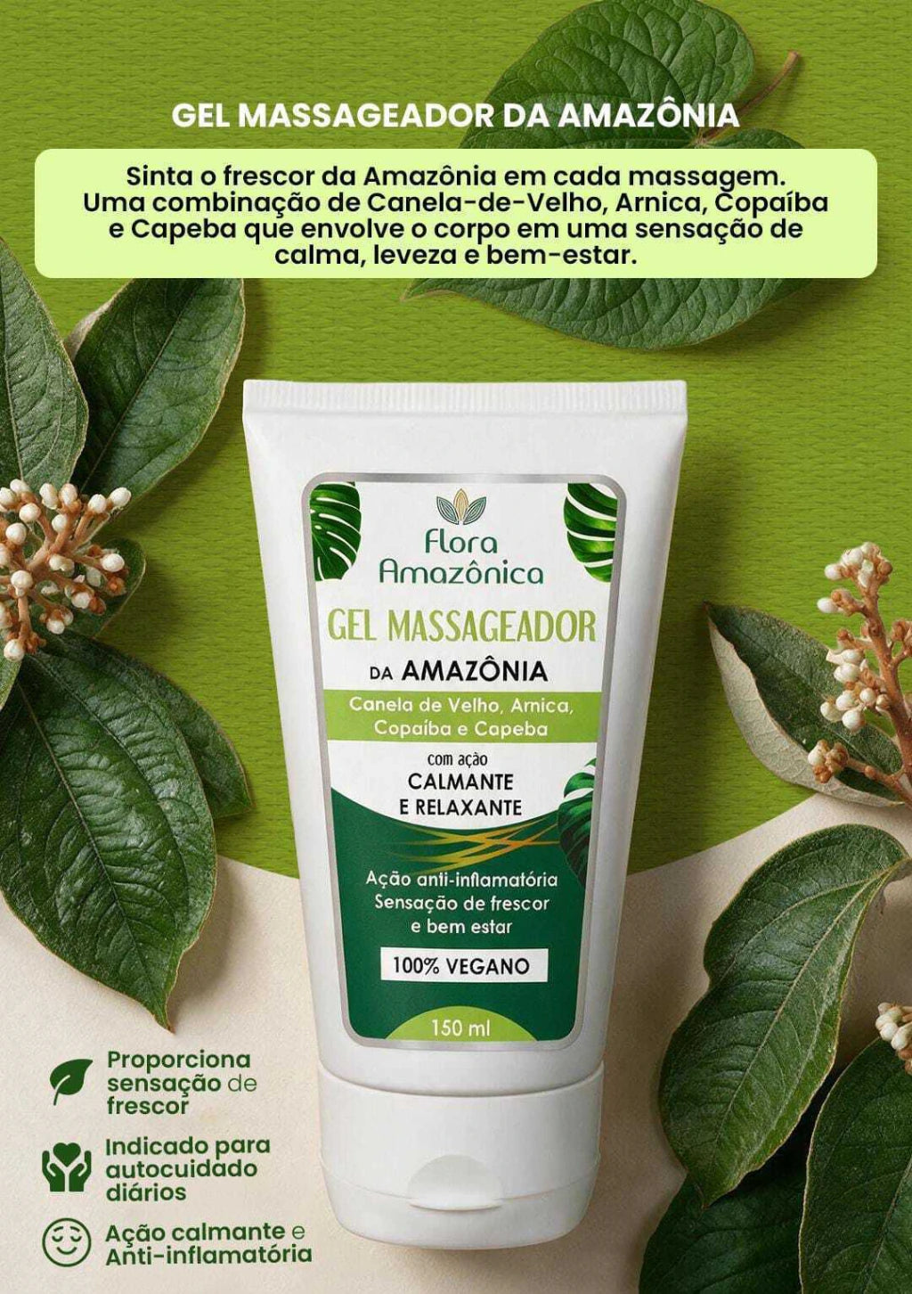 Gel Massageador da Amazônia – Canela de Velho, Arnica, Copaíba e Capeba - 150ml