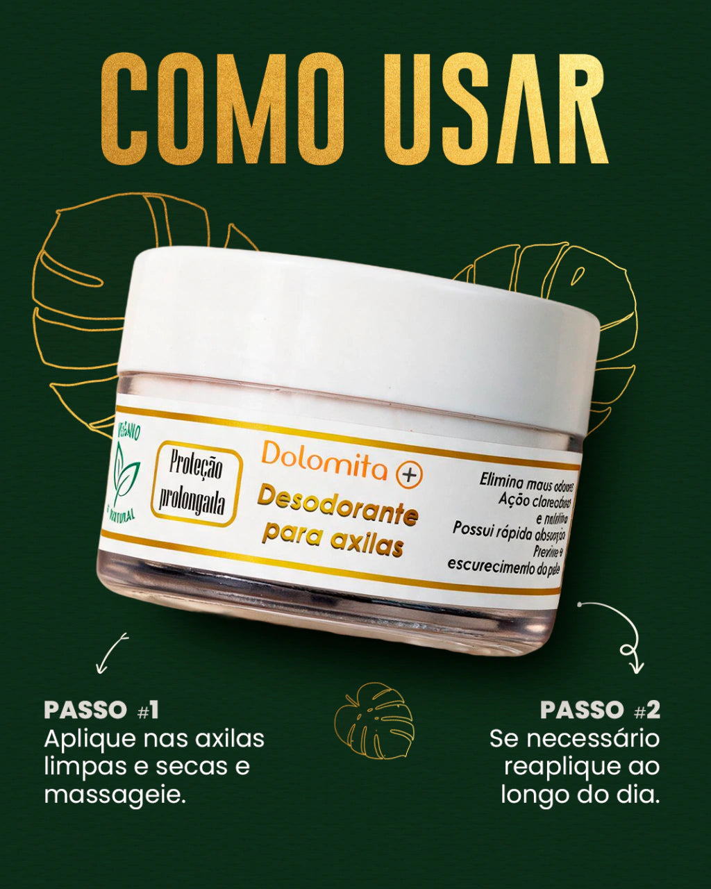 Desodorante Natural Dolomita+ Amazone-se – Sem Alumínio, Mineral, Clareador e Duradouro 50ml