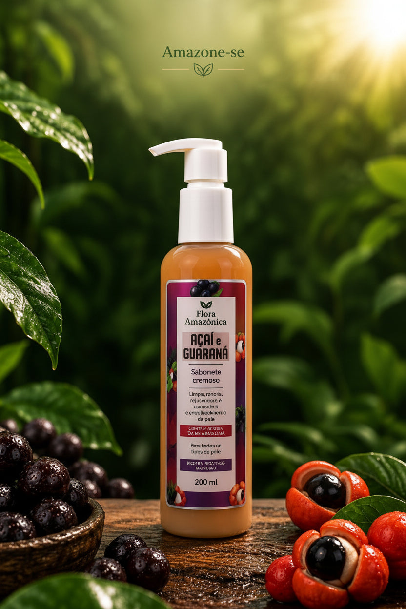 Sabonete Cremoso Açaí e Guaraná Amazone-se – Antioxidante, Energizante e Revitalizante para a Pele 200ml