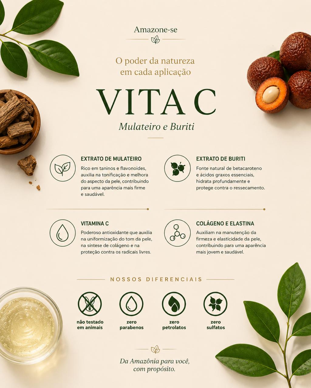 Hidratante Facial e Corporal Vita C Amazone-se – Clareador, Antioxidante e Iluminador com Vitamina C 200g