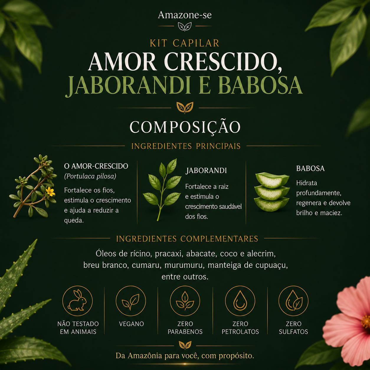 Condicionador Amor Crescido Amazone-se – Anticaída, Fortalecedor e Hidratante com Ativo Amazônico 300ml