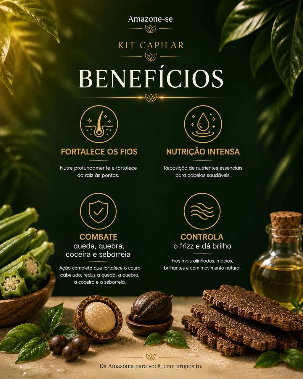 Kit Shampoo + Condicionador Andiroba Amazone-se – Anticaída e Fortalecedor com Óleo da Amazônia