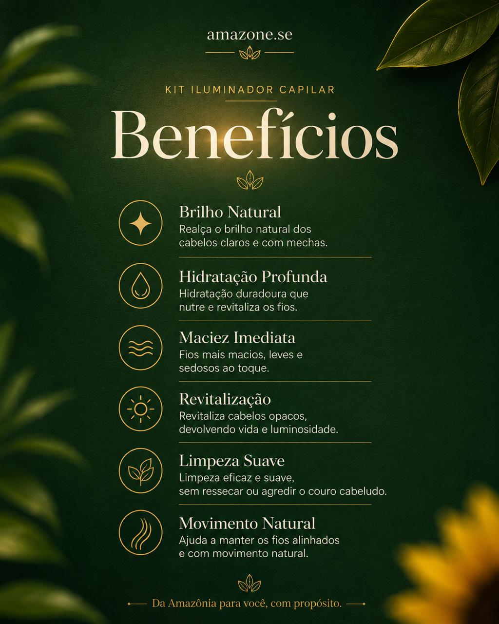 Kit Shampoo + Condicionador Camomila e Coco Amazone-se – Hidratação e Brilho com Ativos Naturais