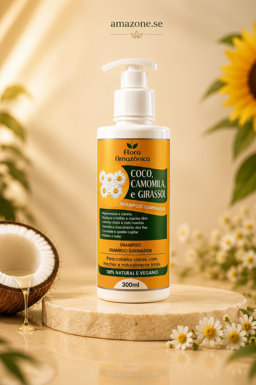 Shampoo Coco, Camomila e Girassol Amazone-se – Hidratação, Brilho e Limpeza Suave 300ml