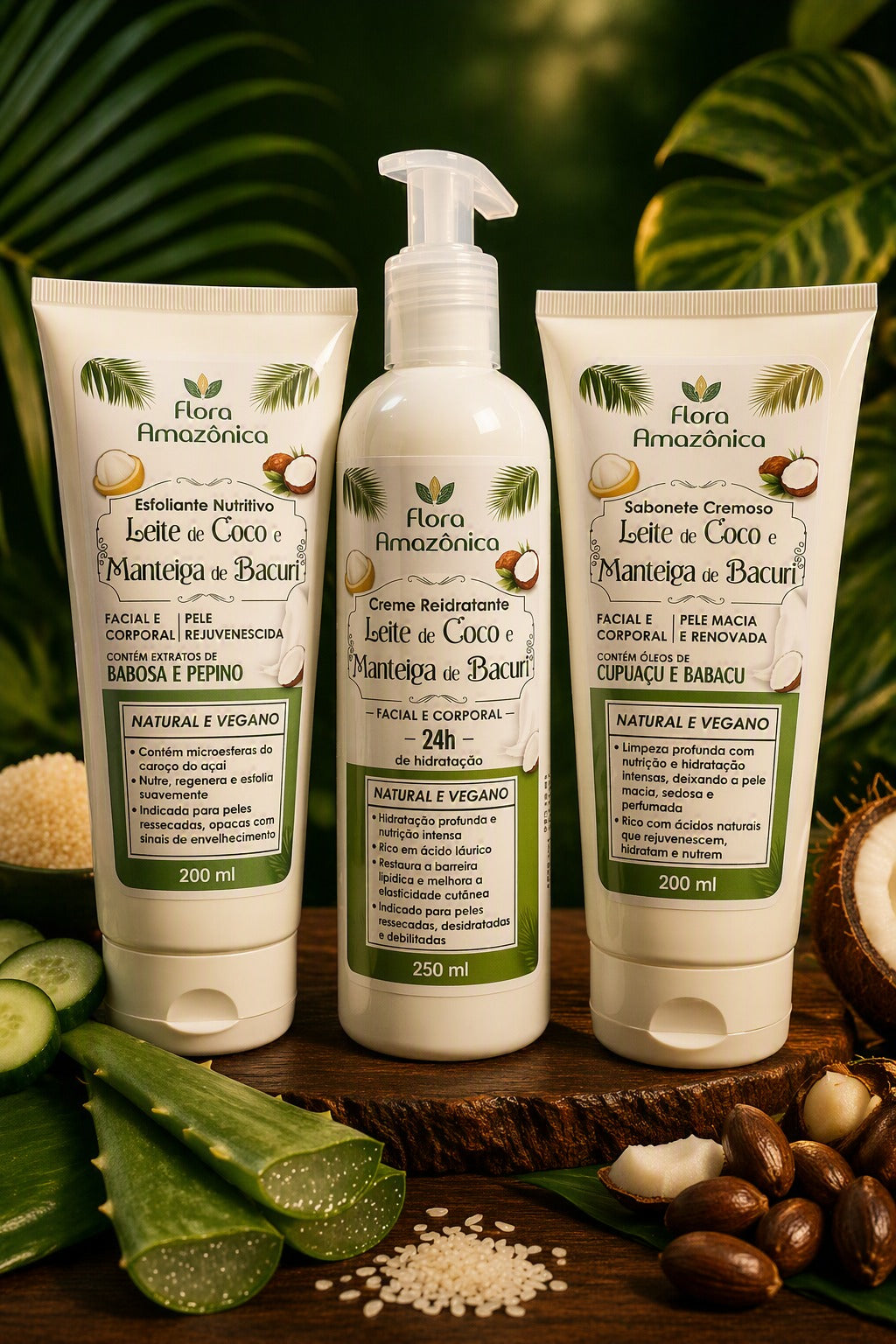 Kit Leite de Coco e Bacuri Amazone-se – Hidratação Profunda e Nutrição Intensa com 3 Produtos Amazônicos