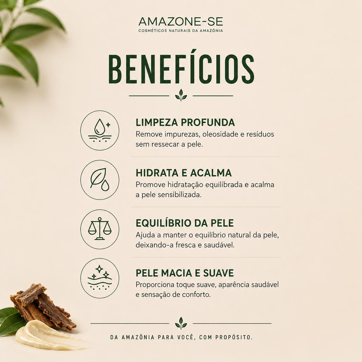 Mousse de Limpeza Facial Mulateiro Amazone-se – Limpeza Suave, Remove Maquiagem e Renova a Pele 240g