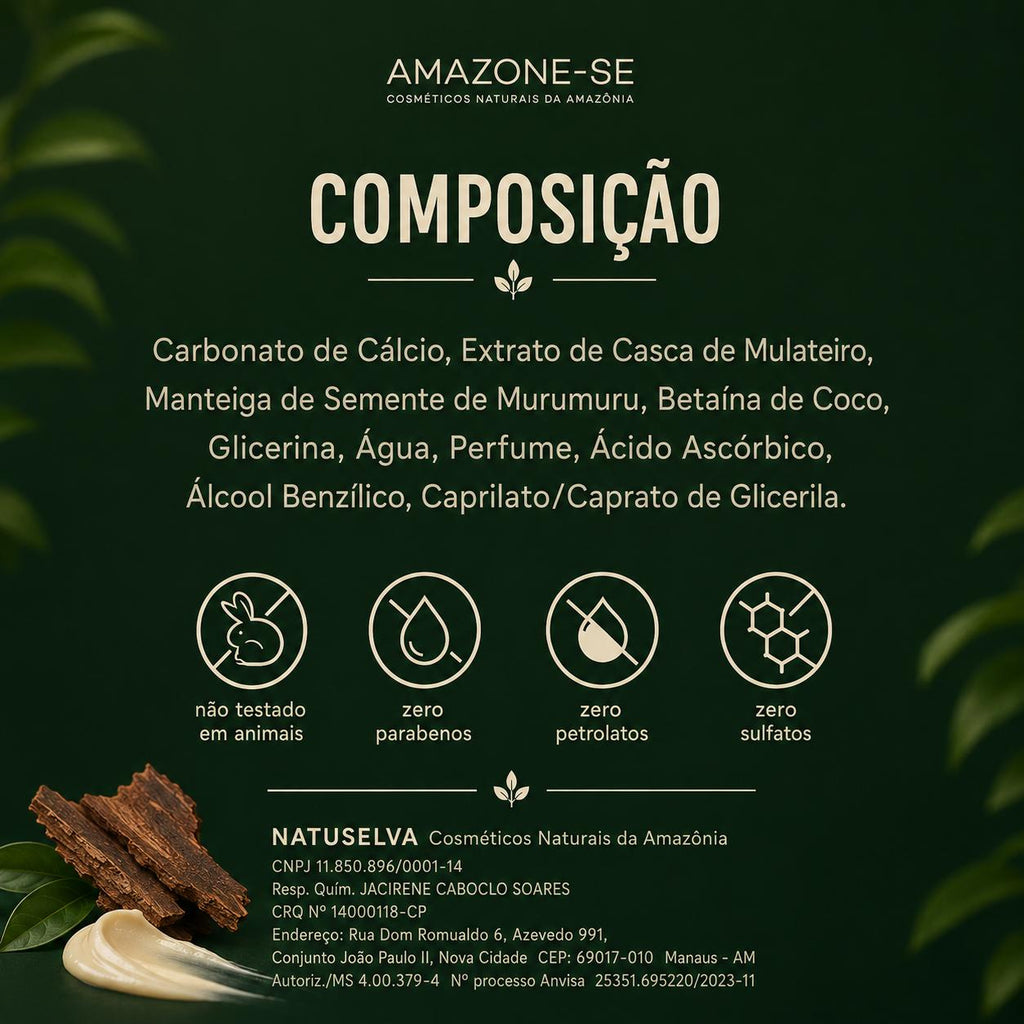 Mousse de Limpeza Facial Mulateiro Amazone-se – Limpeza Suave, Remove Maquiagem e Renova a Pele 240g