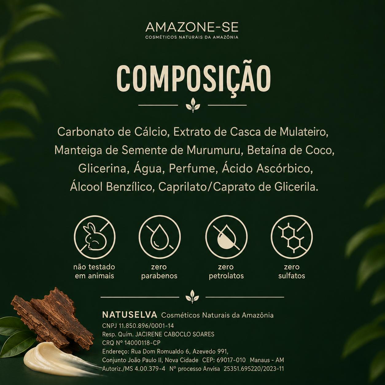 Mousse de Limpeza Facial Mulateiro Amazone-se – Limpeza Suave, Remove Maquiagem e Renova a Pele 240g
